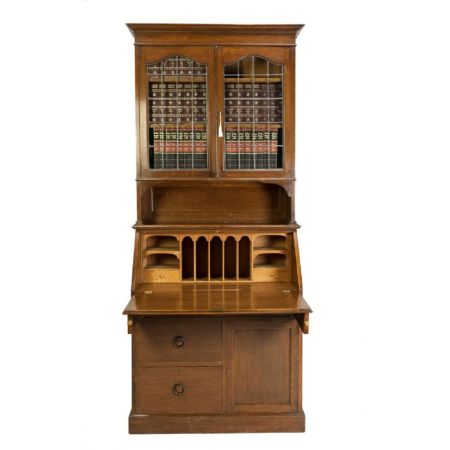 Arts & Crafts Eichen Aufsatzsekretär Bücherschrank antik ca 1900