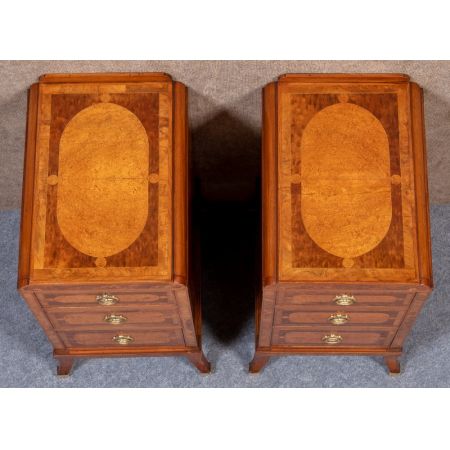 Antike Art Deco Nachtschränke Nussbaum britisch ca 1920