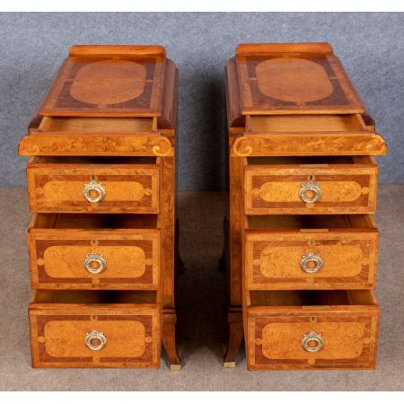 Antike Art Deco Nachtschränke Nussbaum britisch ca 1920