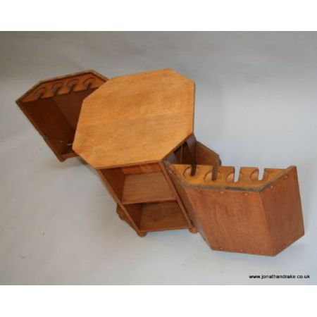 Antiker englischer Art & Crafts Cocktailschrank Eiche Beistelltisch ca 1930