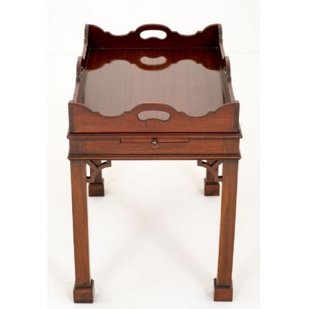 Englischer Mahagoni Kaffeetisch Tablett antik ca 1920