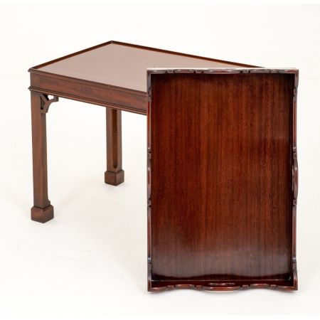 Englischer Mahagoni Kaffeetisch Tablett antik ca 1920