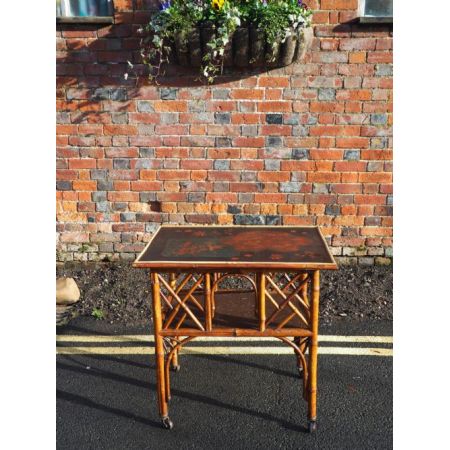 Viktorianischer antiker Bambus Beistelltisch lackiert ca 1880