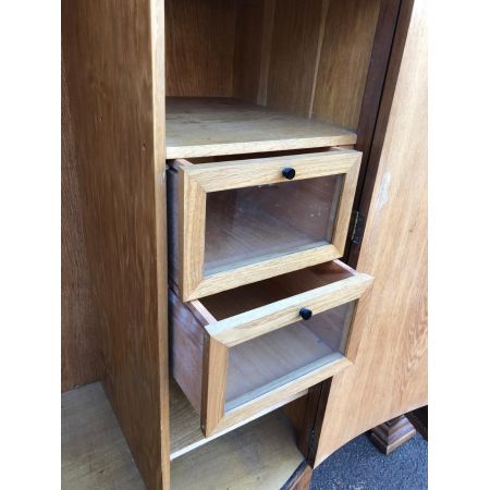 Antiker Art Deco Nussbaum Kleiderschrank englisch Bowfront ca 1930