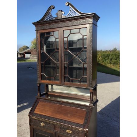 Edwardianisches antikes Bureau Bookcase Mahagoni Aufsatzsekretär ca 1890