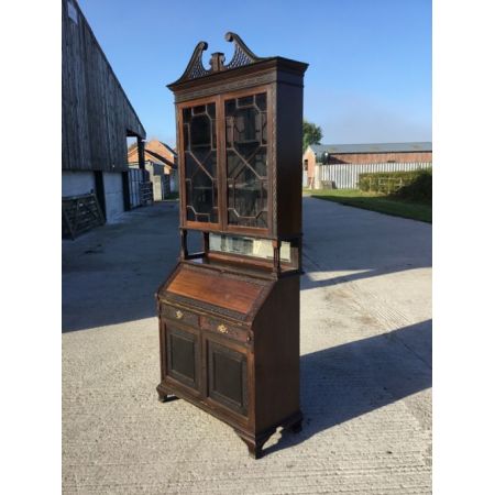 Edwardianisches antikes Bureau Bookcase Mahagoni Aufsatzsekretär ca 1890
