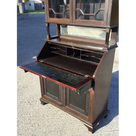 Edwardianisches antikes Bureau Bookcase Mahagoni Aufsatzsekretär ca 1890