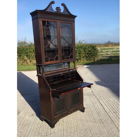 Edwardianisches antikes Bureau Bookcase Mahagoni Aufsatzsekretär ca 1890