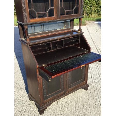 Edwardianisches antikes Bureau Bookcase Mahagoni Aufsatzsekretär ca 1890