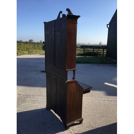 Edwardianisches antikes Bureau Bookcase Mahagoni Aufsatzsekretär ca 1890