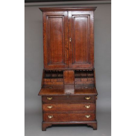 Antiker englischer Aufsatzsekretär Eiche Bureau Bookcase ca 1780
