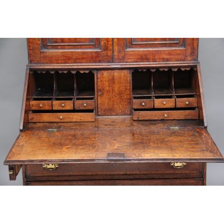 Antiker englischer Aufsatzsekretär Eiche Bureau Bookcase ca 1780