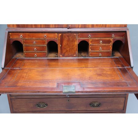 Antiker englischer Mahagoni Aufsatzsekretär Bureau Bookcase ca 1790