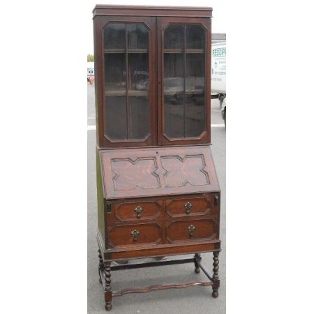 Jakobinischer antiker Aufsatzsekretär Eiche Bureau Bookcase ca 1920