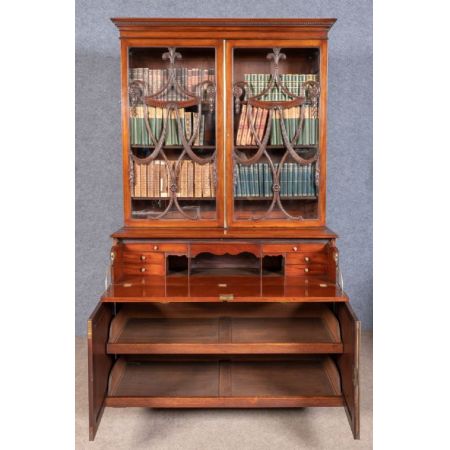 Georgianisches Mahagoni Bureau Bookcase Aufsatzsekretär original antik ca 1820