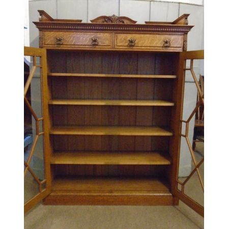 Viktorianische antike Eichen Vitrine englisch ca 1900