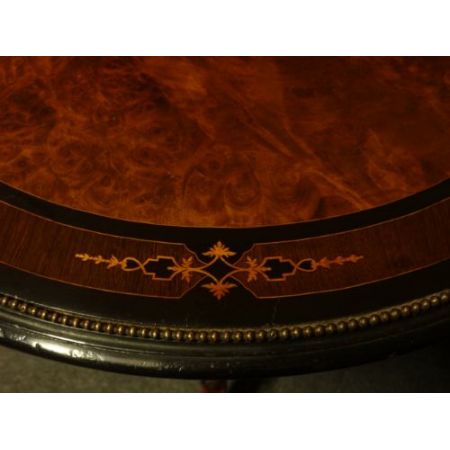 Viktorianischer antiker Beistelltisch Ebenholz Nussbaum Amboyna ca 1880