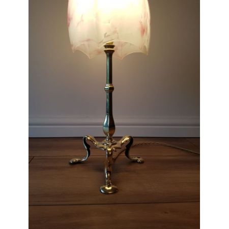 Antike englische Pullman Tischlampe Messing Faraday & Son ca 1910