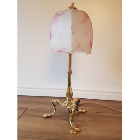 Antike englische Pullman Tischlampe Messing Faraday & Son ca 1910