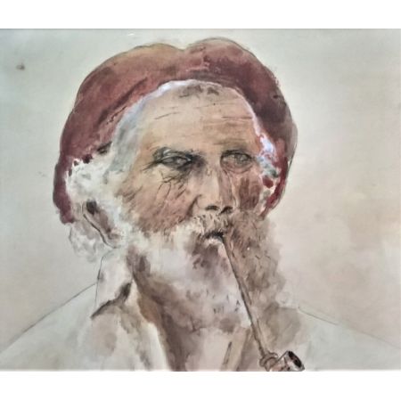 Antikes Bild Gemälde Wasserfarbe Bilderrahmen Glasrahmen englisch ca 1880