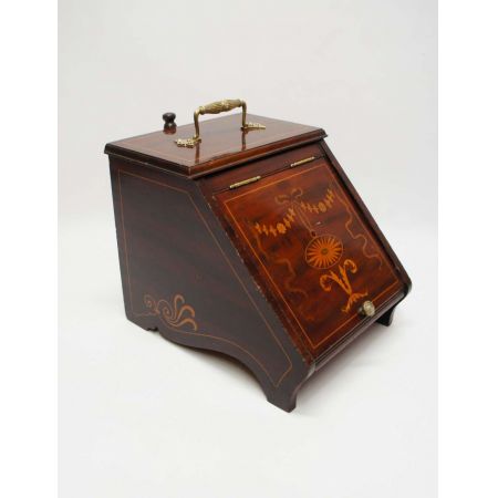 Edwardianische Kohlebox Kohlebehälter Mahagoni antik ca 1890