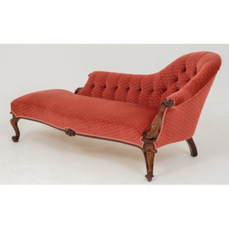 Viktorianische Palisander Chaise Longue Stoff antik ca 1860