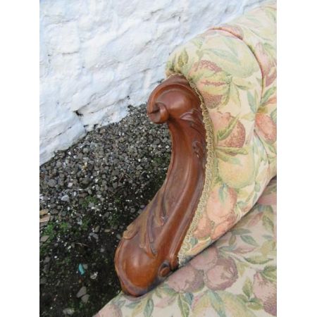 Viktorianische Palisander Chaiselongue Stoff original antik ca 1860