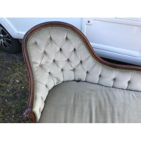 Antike viktorianische Chesterfield Chaiselongue Palisander Stoff englisch ca 1850