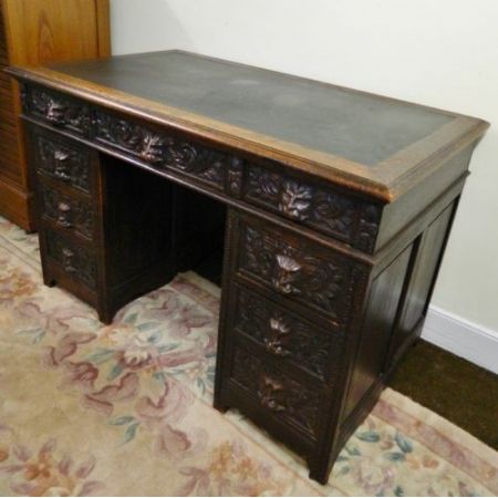 Antiker britischer Schreibtisch Eiche original ca 1880