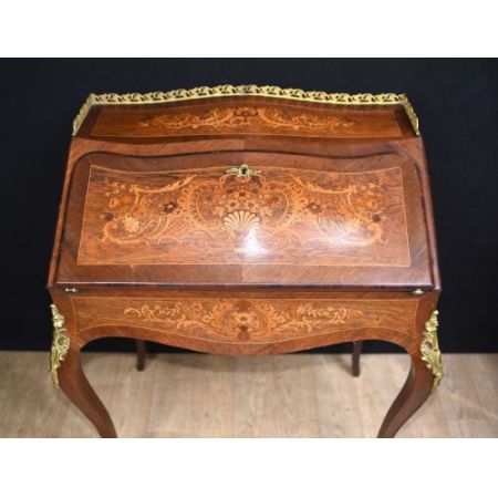 Französischer antiker Massivholz Sekretär Damenschreibtisch ca 1890