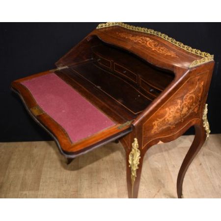 Französischer antiker Massivholz Sekretär Damenschreibtisch ca 1890