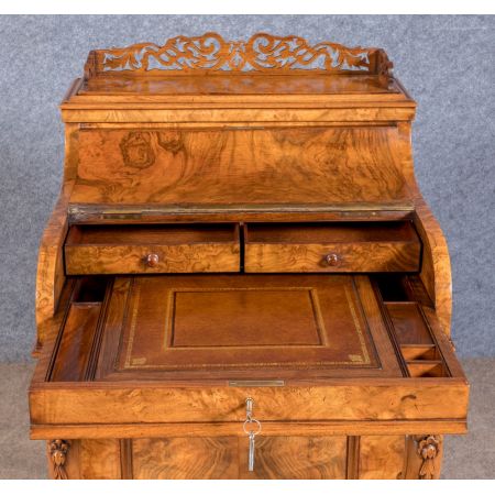 Viktorianischer antiker Davenport Schreibtisch Nussbaum ca 1850