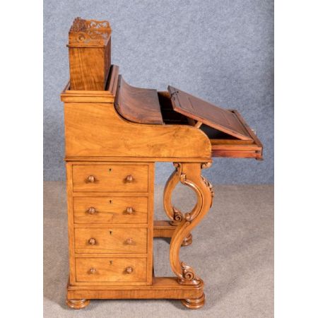 Viktorianischer antiker Davenport Schreibtisch Nussbaum ca 1850