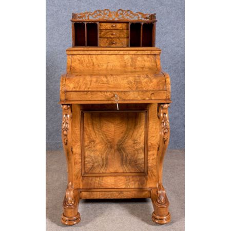 Viktorianischer antiker Davenport Schreibtisch Nussbaum ca 1850