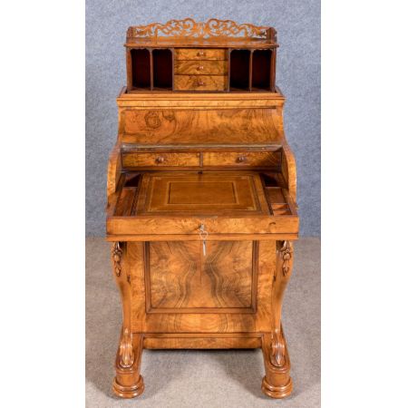 Viktorianischer antiker Davenport Schreibtisch Nussbaum ca 1850