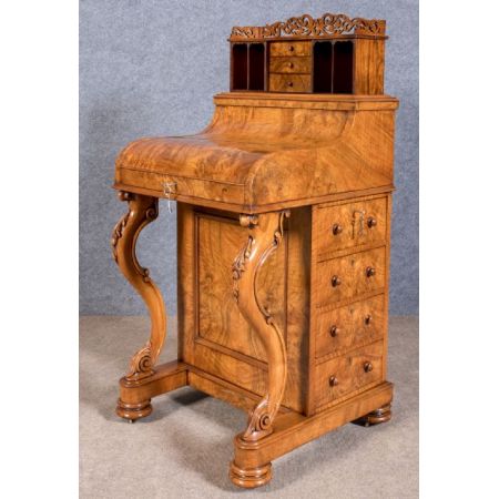 Viktorianischer antiker Davenport Schreibtisch Nussbaum ca 1850