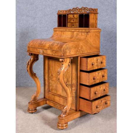 Viktorianischer antiker Davenport Schreibtisch Nussbaum ca 1850