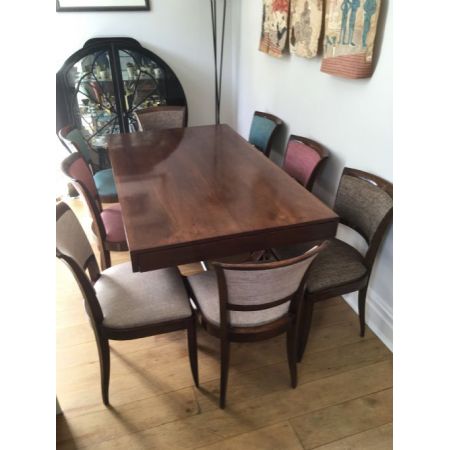 Antiker Art Deco Esstisch Palisander Stühle britisch ca 1925