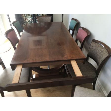 Antiker Art Deco Esstisch Palisander Stühle britisch ca 1925