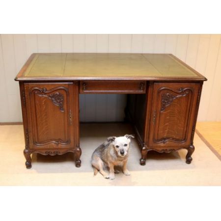 Britischer Schreibtisch Eiche Partners Desk antik ca 1920