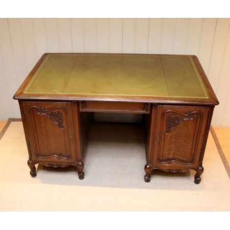 Britischer Schreibtisch Eiche Partners Desk antik ca 1920