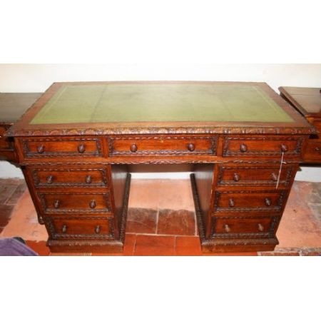 Viktorianischer Eichen Schreibtisch antik britisch ca 1850