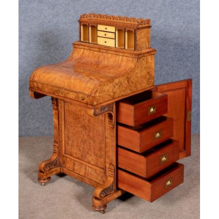 Viktorianischer antiker Davenport Schreibtisch Nussbaum englisch ca 1870