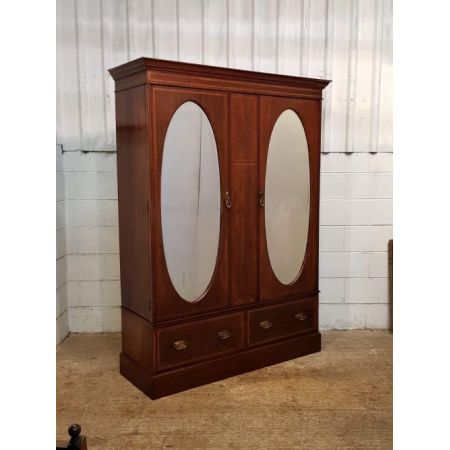 Antiker edwardianischer Mahagoni Kleiderschrank englisch ca 1900