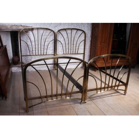 Antike britsische Art Deco Betten Messing Einzelbetten ca 1920