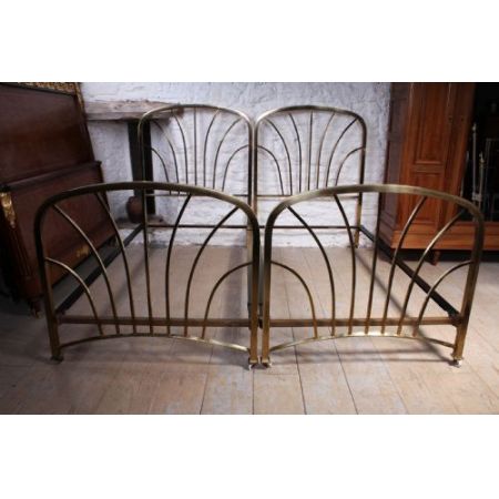 Antike britsische Art Deco Betten Messing Einzelbetten ca 1920