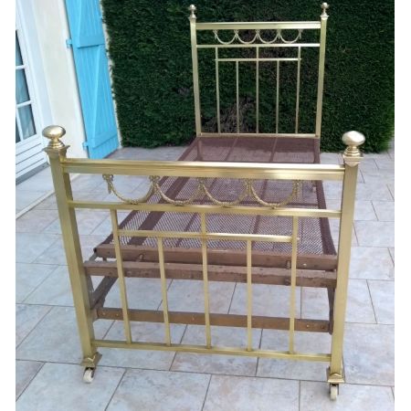 Antikes französisches Messing Bett Napoleon III ca 1870