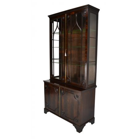 Viktorianischer antiker Mahagoni Bücherschrank Vitrine englisch ca 1900