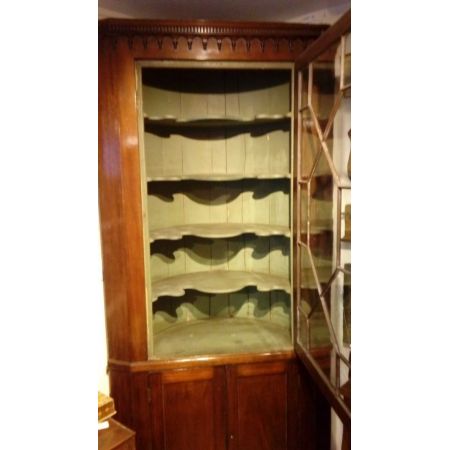 Georgianische antike Mahagoni Vitrine Eckschrank britisch ca 1790