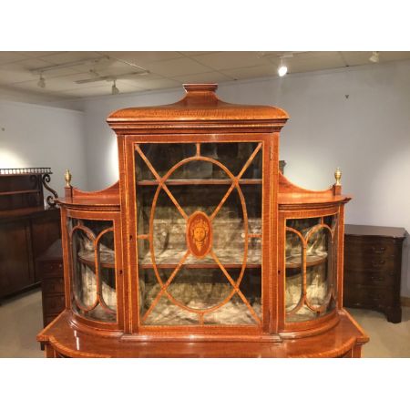 Edwardianische antike Sheraton Revival Vitrine Mahagoni britisch ca 1900